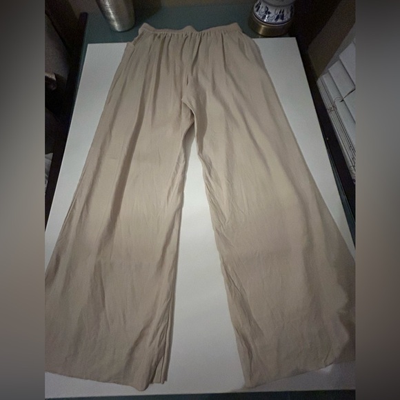 CABI Beige Linen Trouser Pants Traipse Wide Leg Crossover Waist Size 8 - Picture 10 of 10